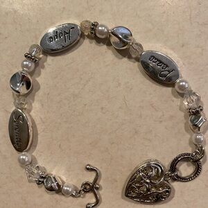 Serenity prayer bracelet . New with tags. Silver with white pearl beads